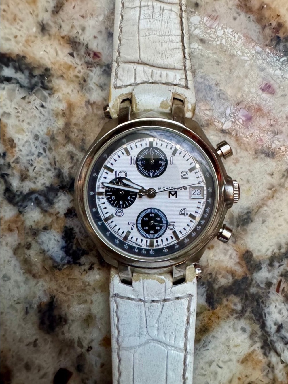 Michael Kors MK5003 Chronograph White leather band Watch